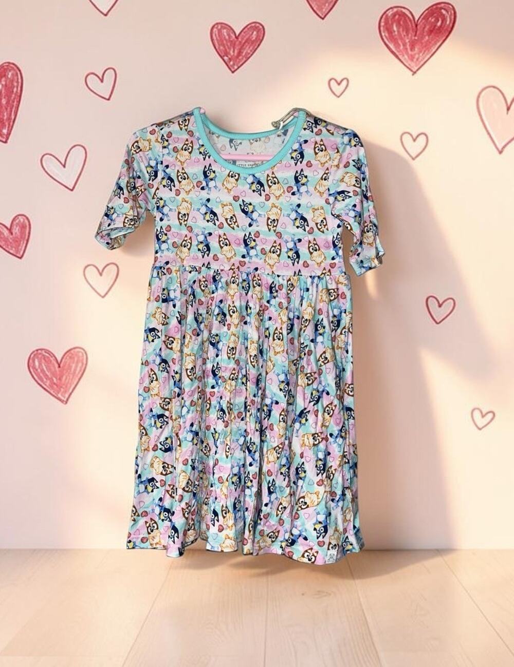 Charlie's Project Little Snuggles 3T Girls Bamboo Twirl Dress Blue Heeler NWT